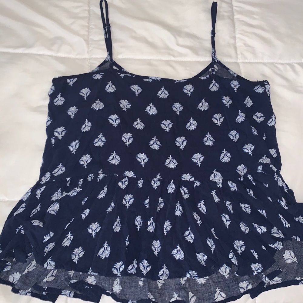 Blue Floral Tank Blouse